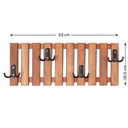 Ahşap Duvar Ve Kapı Askısı Elbise Askılık Düz Model 4 Askılı