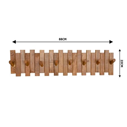 Ahşap Duvar Kapı Askısı Elbise Askılık Çit Model 8 Askılı Yuvarlak