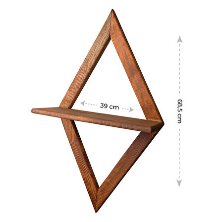 Dekoratif Ahşap Duvar Rafı 38x69 cm Tekli