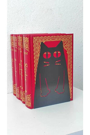 Kedi Model Kitap Tutacağı Hediyelik Estetik Ve Dekoratif Kitap Tutucu 2'li Set Siyah