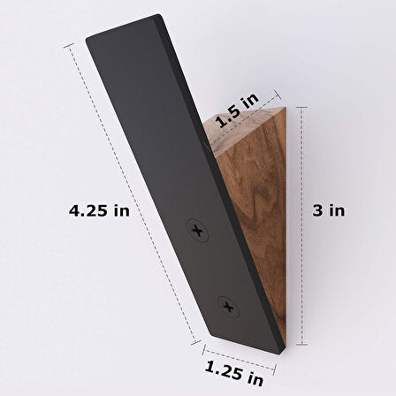 Duvar Askılığı Askısı - 3'lü Set - Metal Ahşap Siyah Metal Askılar, Duvar Askıları - Dekoratif Duvar Askıları - Duvar Askıları