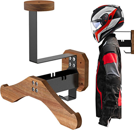 Kask Askısı - Motosiklet Kask Askısı Duvar Montajı, Masif Ahşap ve Ağır Hizmet Tipi Çelik Kask Duvar Montajı Motosiklet/Futbol/Bisiklet, Kayak/Taktik Ekipman Duvar Askısı