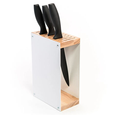 Doğal Ahşap Metal Bıçak Standı, Mutfak Bıçak Rafı, Bıçak Standı (Bıçak Dahil Değildir)