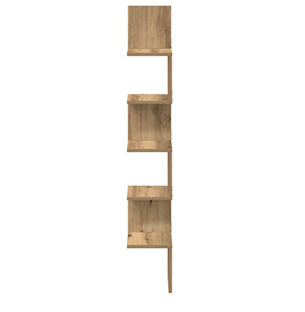 Zig Zag Köşe Duvar Rafı / Kitaplık Atlantik Çam 20x20x130 Modern Minimalist Köşe Rafı