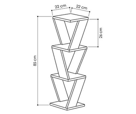 Köşe Duvar Rafı / Kitaplık Atlantik Çam 22x22x85 Modern Minimalist Köşe Duvar Rafı