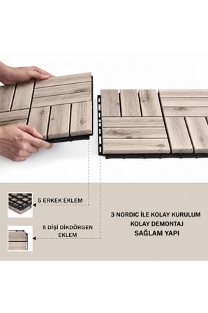 NORDIC Akasya Parke Masif geçmeli Karo Deck yağsız Naturel Ahşap yer döşemesi
