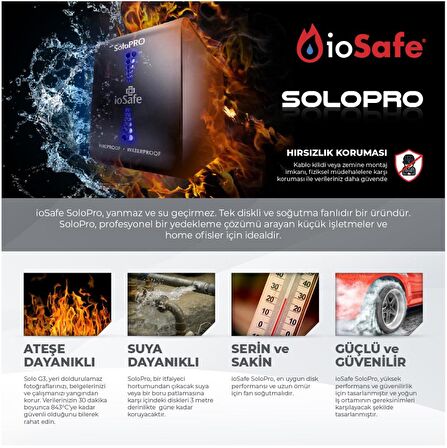 ioSafe Profesyonel 2TB Yanmaz,Su Geçirmez Depreme ve  Darbeye Dayanıklı Taşınabilir Harici Hard Disk (SM2TB1YR)