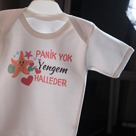 Panik Yok Yengem Halleder Yazılı Pamuklu Bebek Zıbını