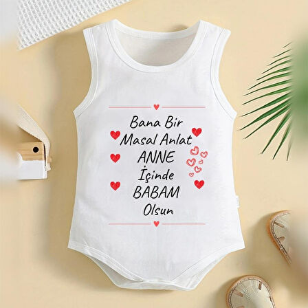 %100 Pamuklu Organik Baskılı Premium Çıtçıtlı Bebek Body Atlet Zıbın 00396