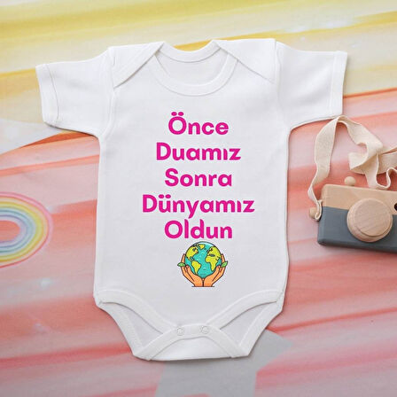%100 Pamuklu Organik Baskılı Premium Çıtçıtlı Bebek Body Zıbın 00015