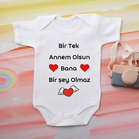 %100 Pamuklu Organik Baskılı Premium Çıtçıtlı Bebek Body Zıbın 00032