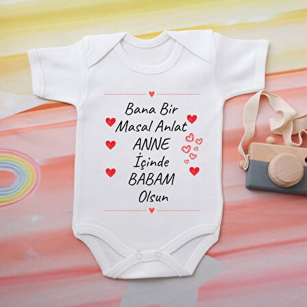 %100 Pamuklu Organik Baskılı Premium Çıtçıtlı Bebek Body Zıbın 00064