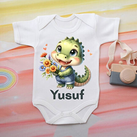 %100 Pamuklu Organik Baskılı Premium Çıtçıtlı Bebek Body Zıbın 00066