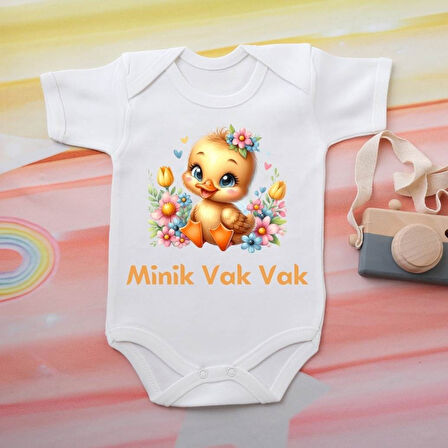 %100 Pamuklu Organik Baskılı Premium Çıtçıtlı Bebek Body Zıbın 00067
