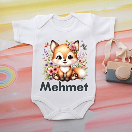 %100 Pamuklu Organik Baskılı Premium Çıtçıtlı Bebek Body Zıbın 00071
