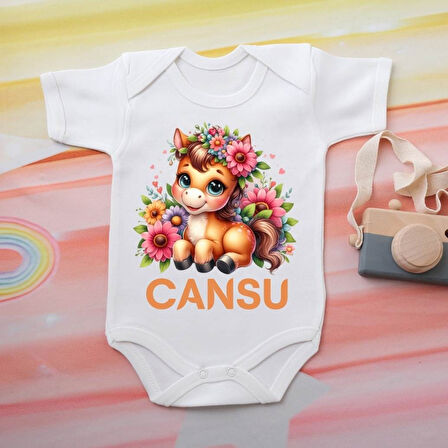 %100 Pamuklu Organik Baskılı Premium Çıtçıtlı Bebek Body Zıbın 00075