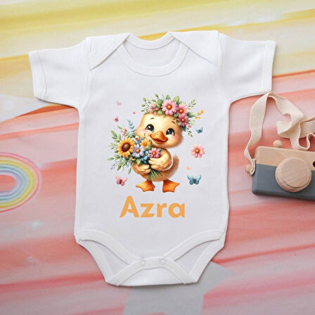 %100 Pamuklu Organik Baskılı Premium Çıtçıtlı Bebek Body Zıbın 00078