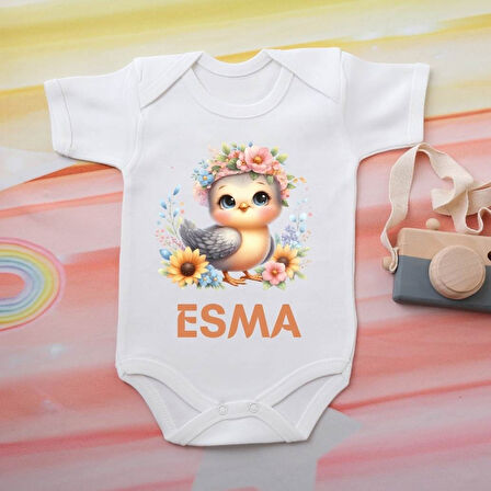 %100 Pamuklu Organik Baskılı Premium Çıtçıtlı Bebek Body Zıbın 00079