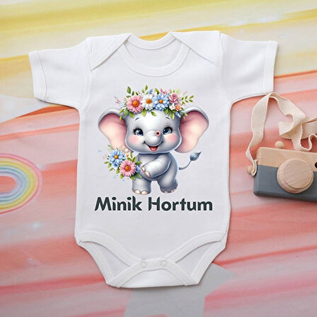 %100 Pamuklu Organik Baskılı Premium Çıtçıtlı Bebek Body Zıbın 00081