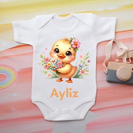 %100 Pamuklu Organik Baskılı Premium Çıtçıtlı Bebek Body Zıbın 00086
