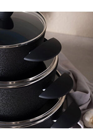 Opus Titanium 7 Parça Tencere Seti  Siyah 1KTNCR0309150
