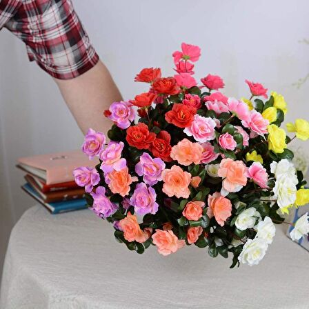 Yapay Çiçek Fuşya Pembe  Açelya Demeti 7 Dallı 33*20cm