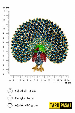 Kristal Taşlı Metal Tavus Kuşu Biblo – Dekoratif Şık Hediyelik Obje, Ev Ofis Masa Üstü Süs