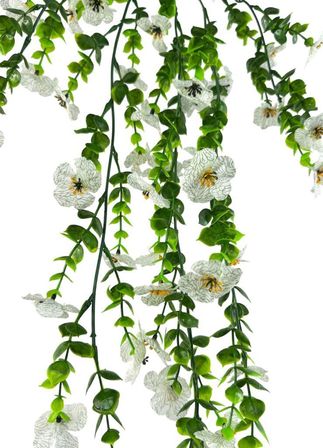 Yapay Çiçek Beyaz Sarkan Mineli Okaliptus Şimşir Yapay Sarmaşık 5dal 60cm
