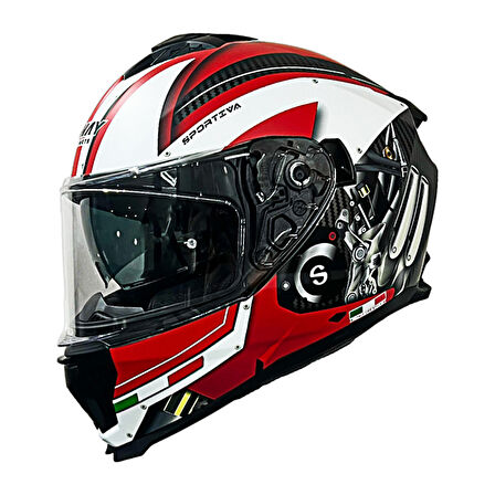 Sway Kapalı Kask Sw 865 Engine Beyaz Kırmızı