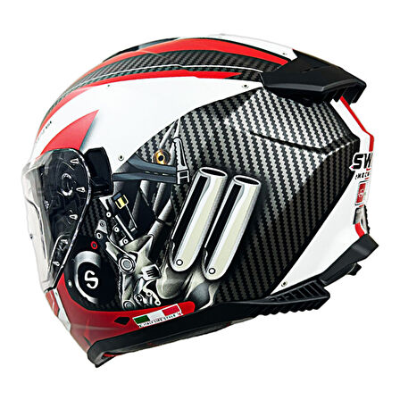 Sway Kapalı Kask Sw 865 Engine Beyaz Kırmızı