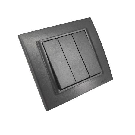 OVİVO Grano Füme Üçlü Anahtar Çerçeve Tekli