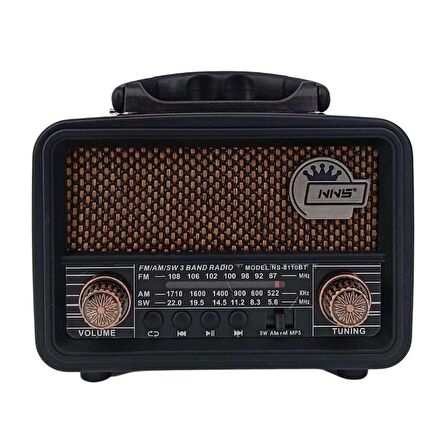 RADYO NOSTALJİ ŞARJLI BT/USB/SD NNS NS-8110BT Bordo