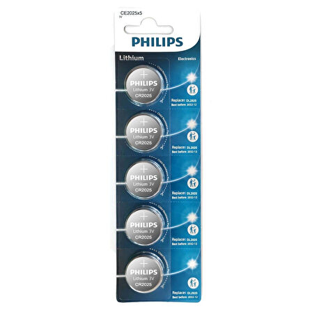 Philips Pil Düğme 2025 3V 5Li Paket