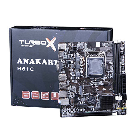 Turbox WorkTeam H61C Sata,M2 Ddr3 1600MHz Usb 2.0 Vga Hdmi Ses Gigabit Ethernet 1155P 2.3.Gen Anakart