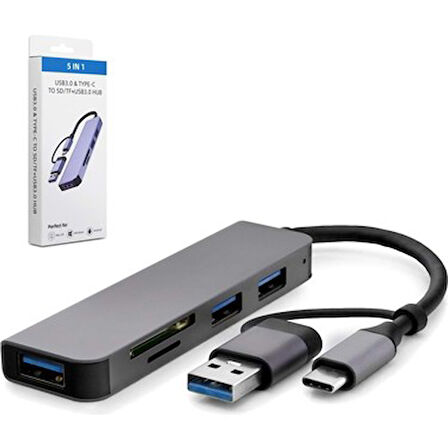Çevirici Adaptör 5 In 1 Usb 3.0 Type-C To Usb 3.0 Hadron Hdx-7826