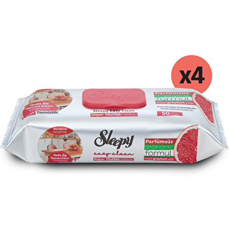 Sleepy Easy Clean Süper Yüzey Tem.Mutfak Havlusu&Mendili Greyfurt Yağlı 4X50 (200 Yaprak)