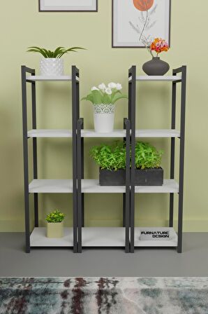 CMK Store Metal Ahşap Dekoratif Çok Amaçlı Raf 11 Raflı Banyo Mutfak Rafı Çiçeklik Organizer Beyaz