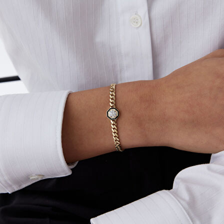 Tektaşlı Siyah Mine Sekizgen Bileklik