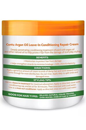 Cantu Argan Yağlı Onarıcı Durulanmayan Saç Bakım Kremi 453GR