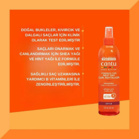 Cantu Doğal Saçlar İçin Bukleleri Geri Getiren Saç Spreyi 355 mL