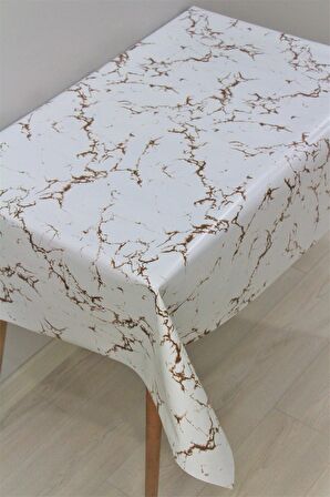 Elyaf Astarlı Silinebilir Muşamba Masa Örtüsü Modern Mermer Kahve - 1068-DDHOME-001