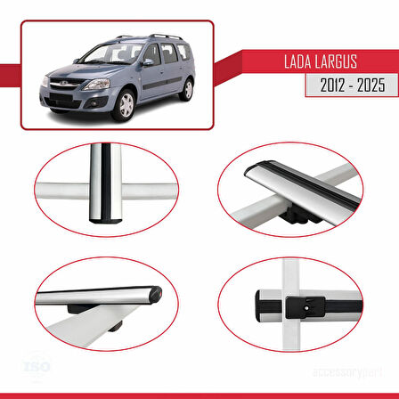 Lada Largus 2012 ve Sonrası ile Uyumlu BASIC Model Ara Atkı Tavan Barı Gri 2 Adet
