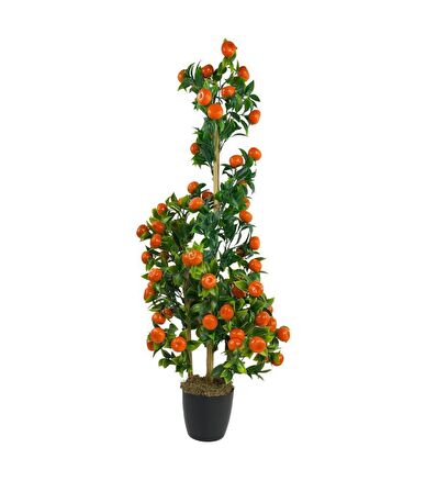 Yapay Ağaç Mandalina Ağacı 80cm 3boy Bambuda Akrilik Siyah Saksılı