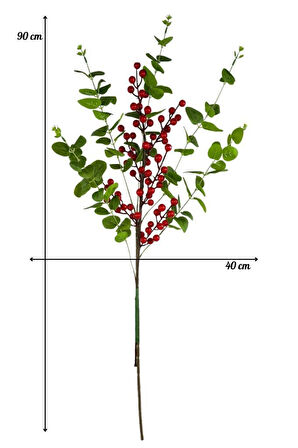 Yapay Çiçek Kokina Ve Yeşil Okaliptus 90cm Uzun Dal Eucalyptus