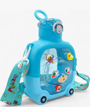 MYK Hediye Ve Sanat Atölyesi Ayıcık Model Suluk Mavi 1000 Ml Bpa İçermez Çift Taraflı Kullanım Askılı
