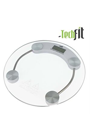 Techfit Tf-1051 Dijital Tartı Temperli Cam yuvarlak Baskül Terazi Banyo Baskülü 180kg