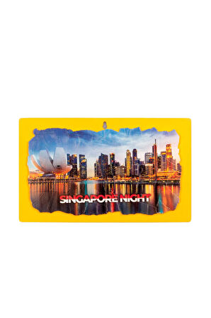 Singapur Gece Temalı Ahşap Fresco Tablo
