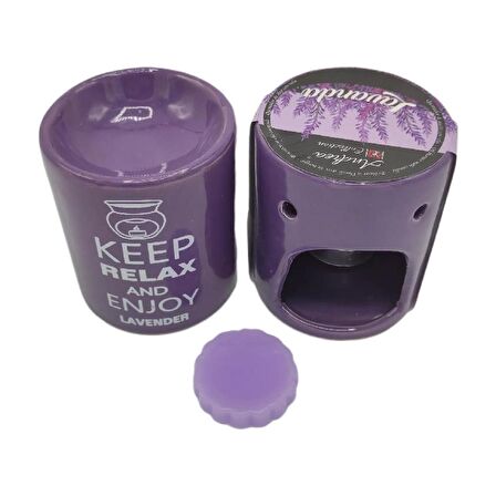 Keep Relax And Enjoy Lavander Seramik Buhurdanlık ve Wax Mum