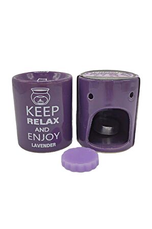 Keep Relax And Enjoy Lavander Seramik Buhurdanlık ve Wax Mum