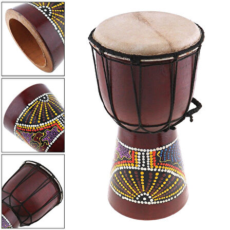 Djembe Davul Darbuka Renkli Afrika El Yapımı 30cm Çocuk Bongo Kongo